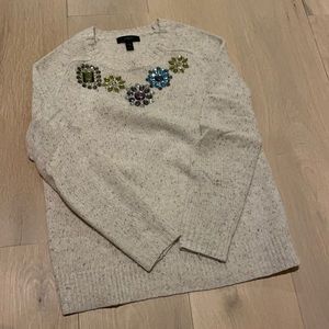 Jcrew women jeweled neck wool sweater XXS